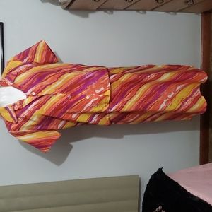 TERRI Women's Diagonal Striped 2-Piece Dress/Jacket-Brightly Colored-EUC-Sz M